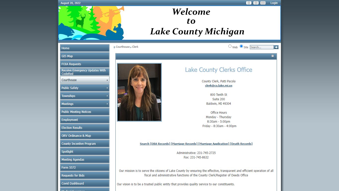 Lake County-Michigan > Courthouse > Clerk